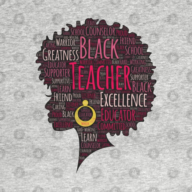 Black Teacher Words in Afro by blackartmattersshop